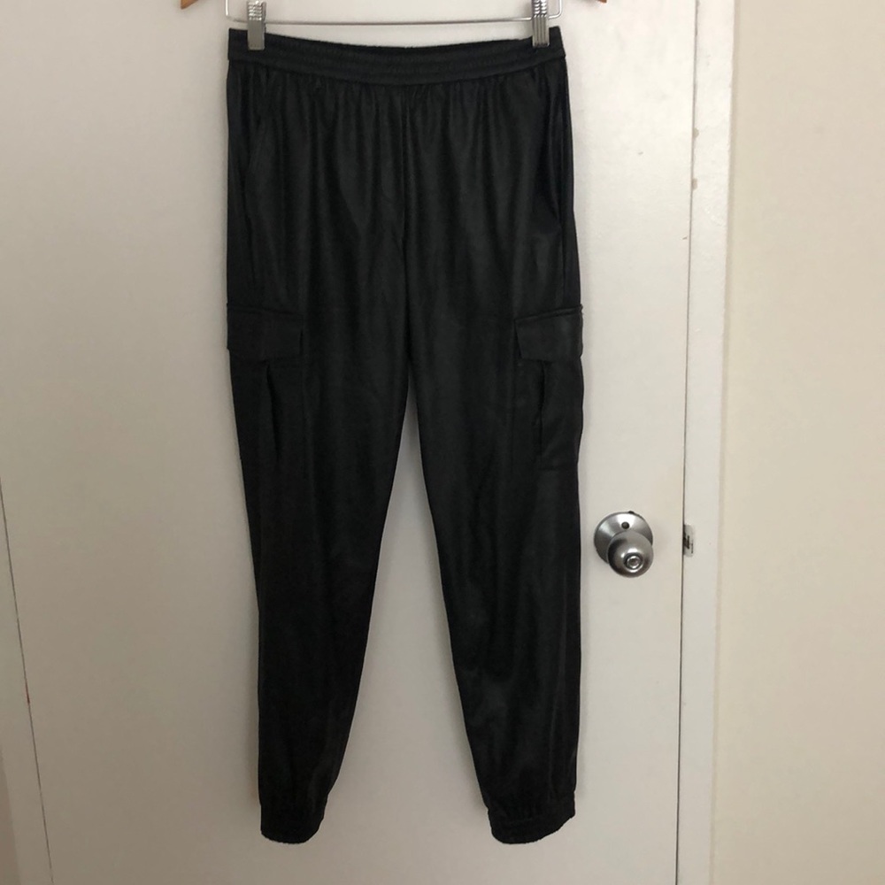 Light weight faux leather joggers.
